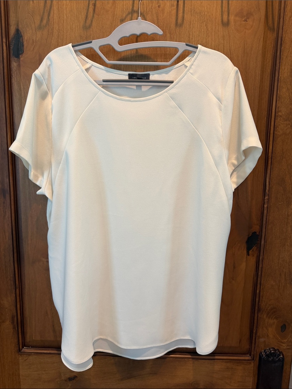 The Limited Cream Short Sleeve Scoop Neck Blouse